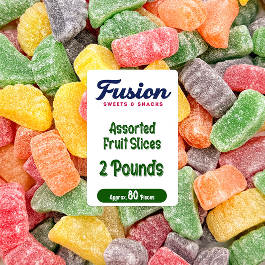 Assorted Fruit Slices Jelly Candy – 2 Pound Bulk Bag Of Old-Fashioned Sugar-Dusted Gum Drops, Orange Slices, Jelly Fruit Mix, Nostalgic Soft Gems for Gifts & Bowls