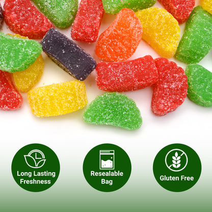 Assorted Fruit Slices Jelly Candy – 2 Pound Bulk Bag Of Old-Fashioned Sugar-Dusted Gum Drops, Orange Slices, Jelly Fruit Mix, Nostalgic Soft Gems for Gifts & Bowls