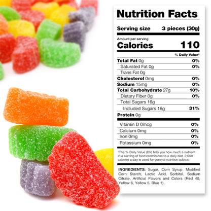 Assorted Fruit Slices Jelly Candy – 2 Pound Bulk Bag Of Old-Fashioned Sugar-Dusted Gum Drops, Orange Slices, Jelly Fruit Mix, Nostalgic Soft Gems for Gifts & Bowls