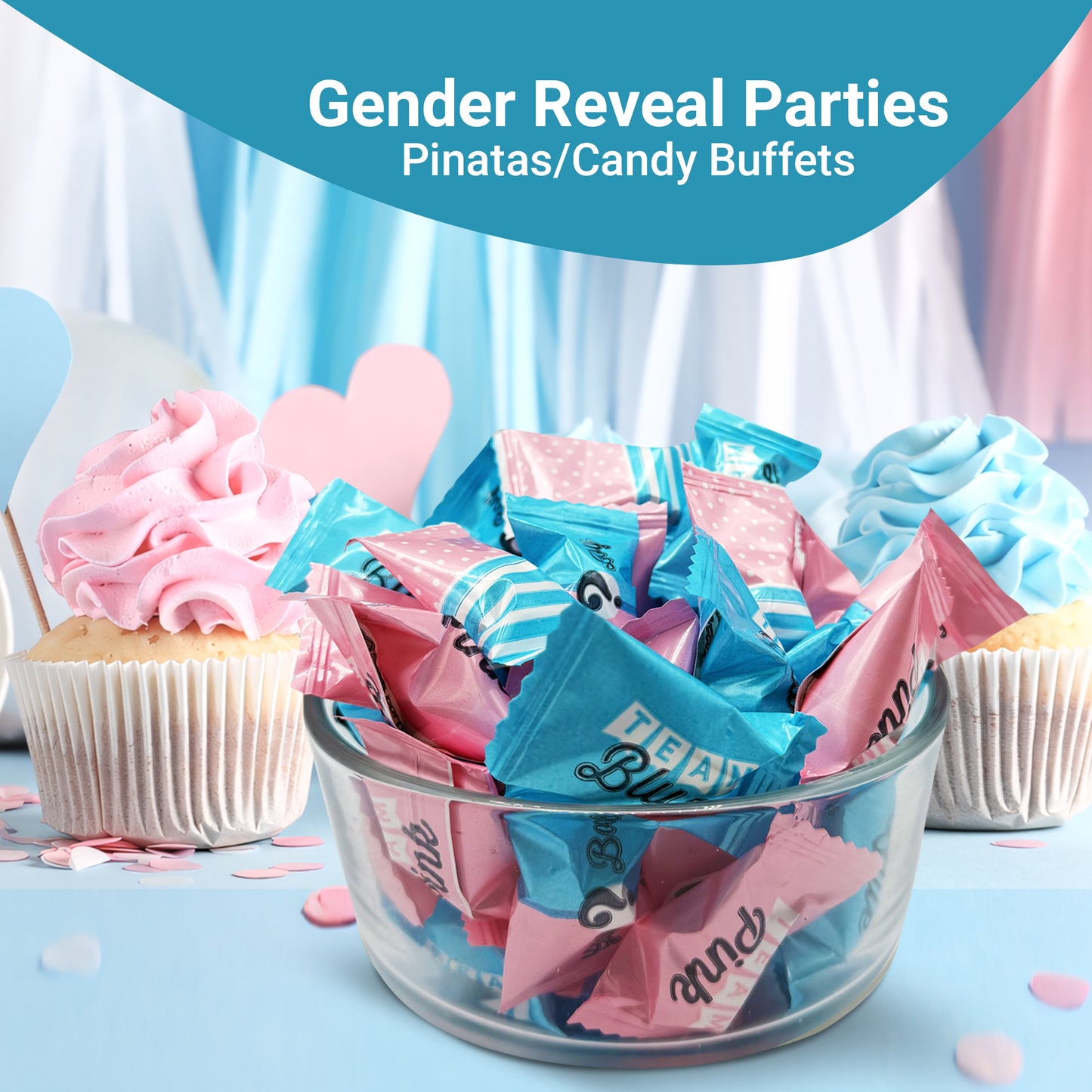 Gender Reveal Buttermints Individually Wrapped, 100 Count | Pink and Blue Candy for Gender Reveal Party Favors & Baby Shower Mints | Sweet After Dinner Treats, Thank You Candy Gifts for Guests