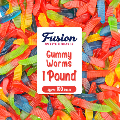 Gummy Worms, 1 Pound Bag, Assorted Fruit Flavors, Made With Real Fruit Juice, Classic Gummy Worms Chewy Candy for Parties, Buffets, Snacking