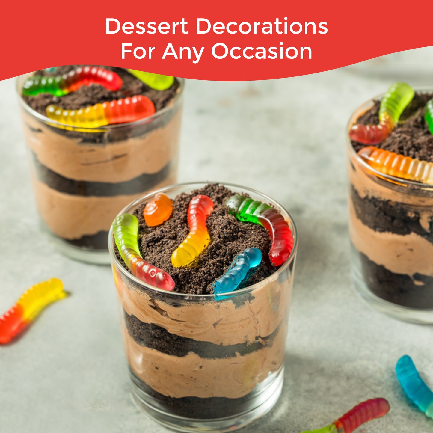 Gummy Worms, 1 Pound Bag, Assorted Fruit Flavors, Made With Real Fruit Juice, Classic Gummy Worms Chewy Candy for Parties, Buffets, Snacking