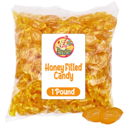 Honey Filled Hard Candy - Individually Wrapped Honey Hard Candy - 1 Pound Bulk Bag - Soft Honey Center