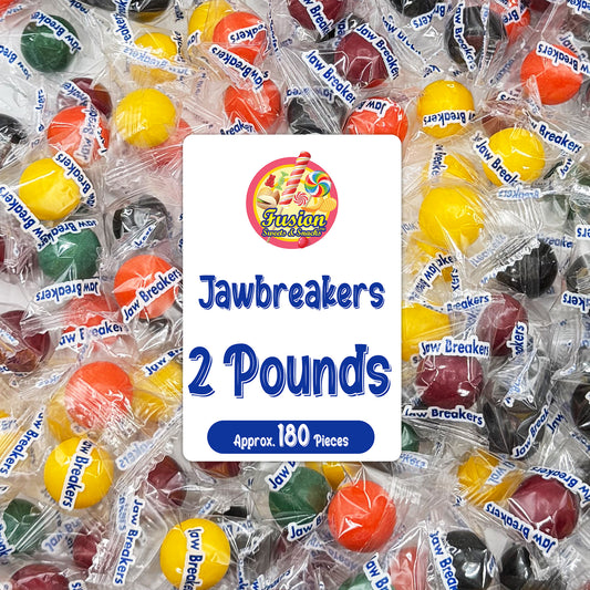Jawbreakers 2 Pound Bag – Individually Wrapped Large Hard Candy Balls – Assorted Colors, Long-Lasting Jaw Breakers Candy – Bulk Jawbreaker Treats for Parties, Snacking, & More. Orange, Lime, Grape, Cherry and Lemon Flavor Hard Candy