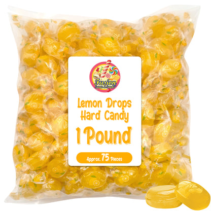 Lemon Drops Hard Candy – 1 Pound Bag (Approx. 75 Pieces) – Individually Wrapped Old Fashioned Italian Lemon Candy – Perle di Sole Tart Citrus Drop Treats