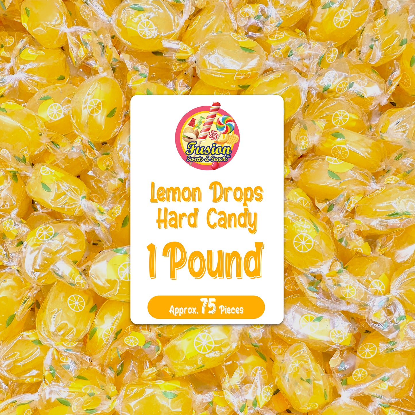 Lemon Drops Hard Candy – 1 Pound Bag (Approx. 75 Pieces) – Individually Wrapped Old Fashioned Italian Lemon Candy – Perle di Sole Tart Citrus Drop Treats