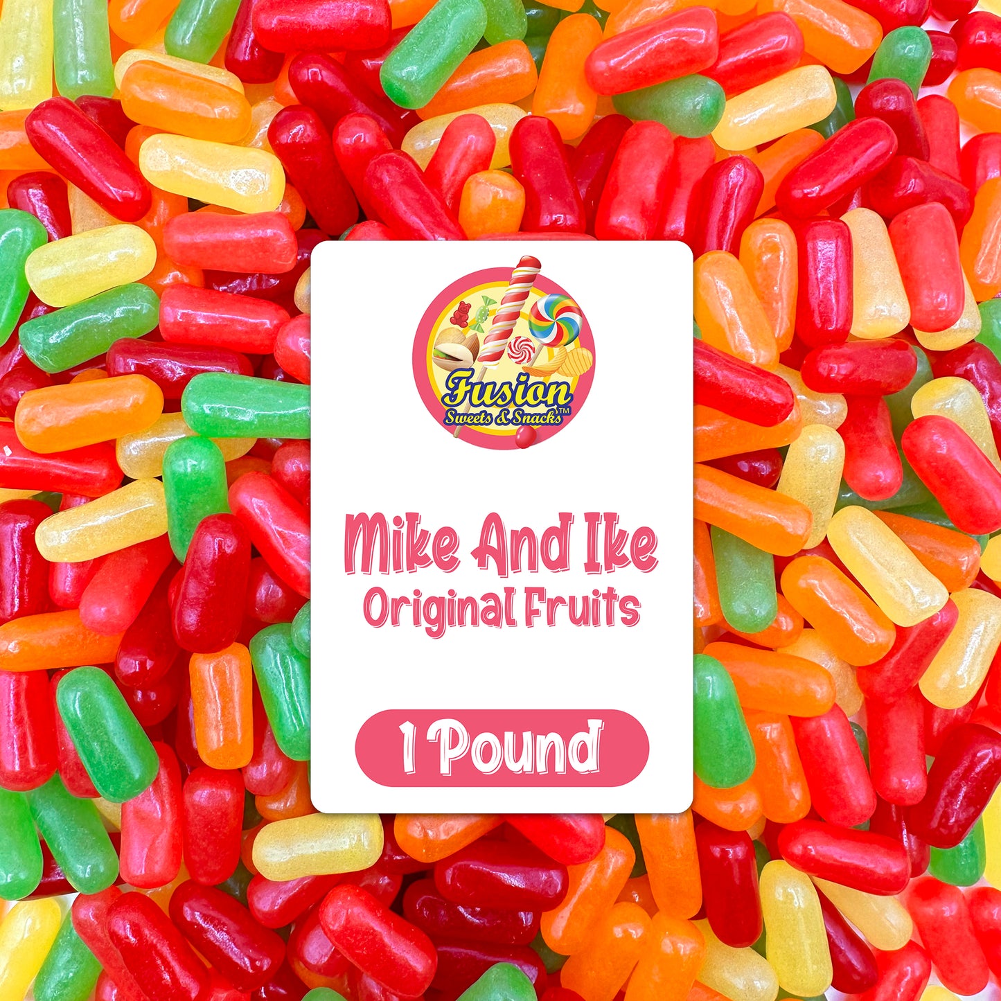 Mike and Ike Candy Bulk - 1 Pound Bag (16 Ounces) - Original Fruit Flavored Variety, Vending Machine Candy - Chewy Mike and Ikes Candies - Fat Free Movie Theater Candy