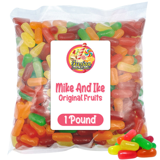 Mike and Ike Candy Bulk - 1 Pound Bag (16 Ounces) - Original Fruit Flavored Variety, Vending Machine Candy - Chewy Mike and Ikes Candies - Fat Free Movie Theater Candy