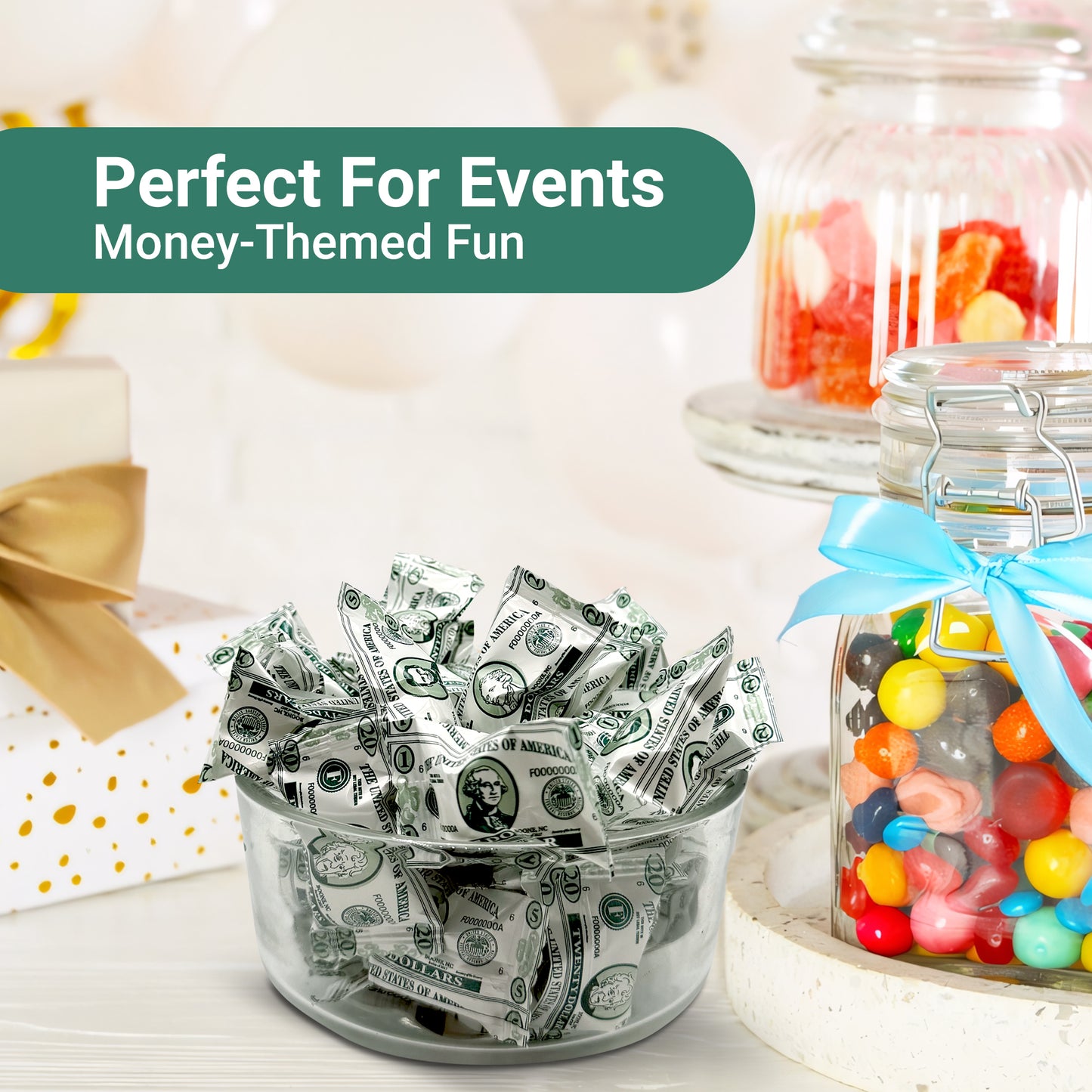 Money Buttermints Individually Wrapped, 100 Pieces | Creamy Mint Candy for Casino Party Favors, Trade Show Giveaways & Money Candy Gifts | Fun Dollar Treats For Events