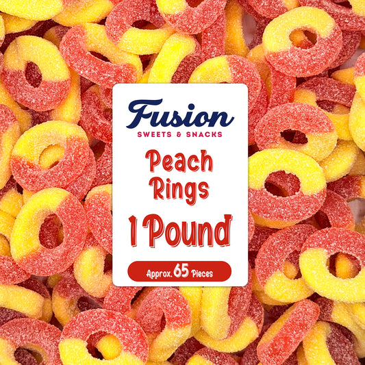 Peach Rings Gummy Candy 1 lb – Soft Chewy Sweet & Sour Gummies Bulk Bag, Juicy Peach Rings Bulk For Snacking, Party Treats & Candy Bowls