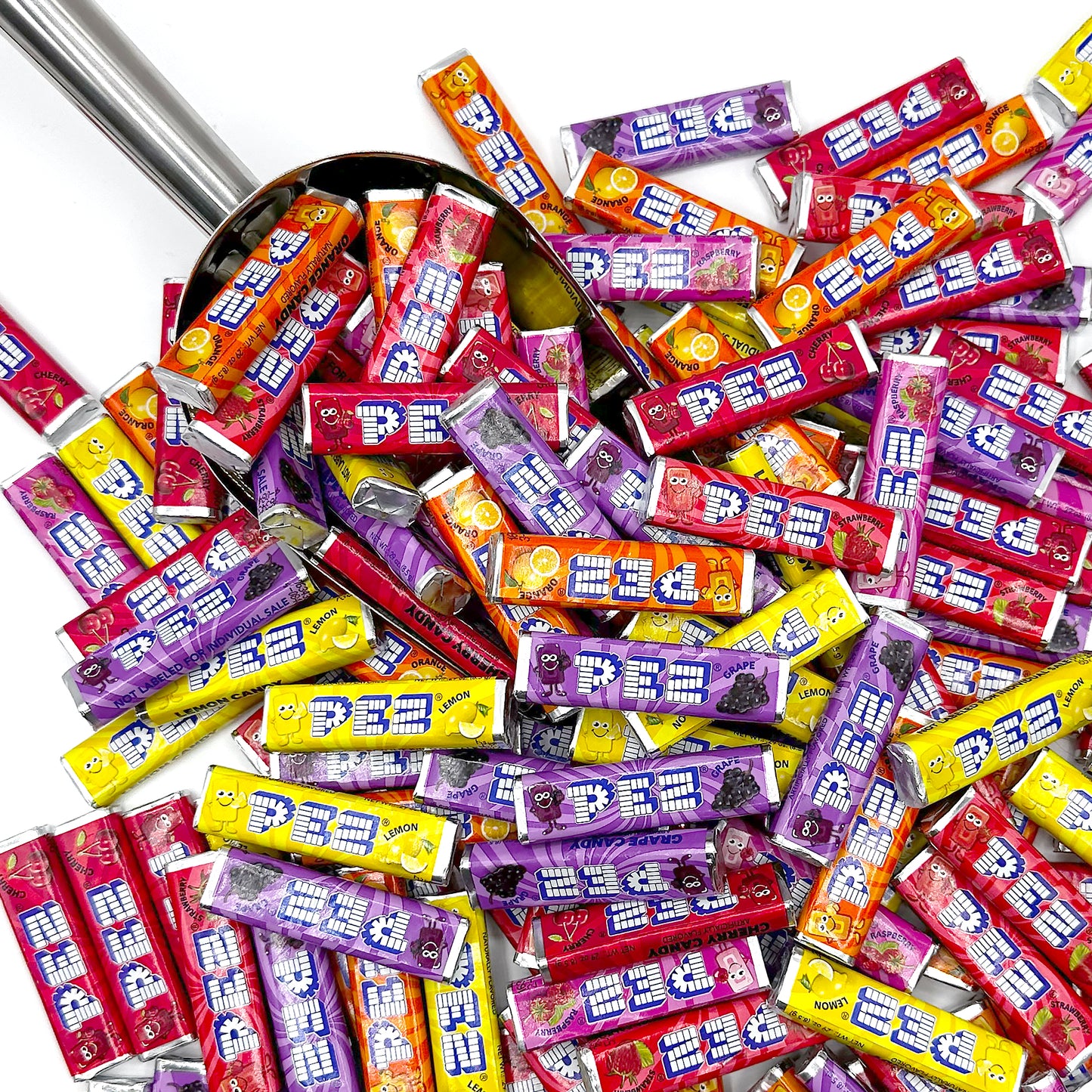 PEZ Candy Refills, Assorted Fruit Flavors, 1 Pound Bulk Bag - Strawberry, Lemon, Orange, Cherry, Raspberry and Grape Flavors