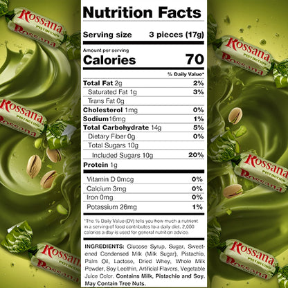 Rossana Pistachio Candy – 1 Pound Bag – Italian Hard Candy Individually Wrapped – Classic Pistachio Treat – Puntini Style Sweets – Authentic Italian Candy from Italy