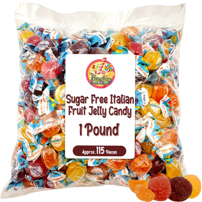 Sugar Free Bonelle Italian Fruit Jelly Candy - 1 Pound (Approx. 115 Pieces) - Sugar Free Candy Individually Wrapped - Perfect For Snacks, Movie Theatre, Gift Baskets, And More