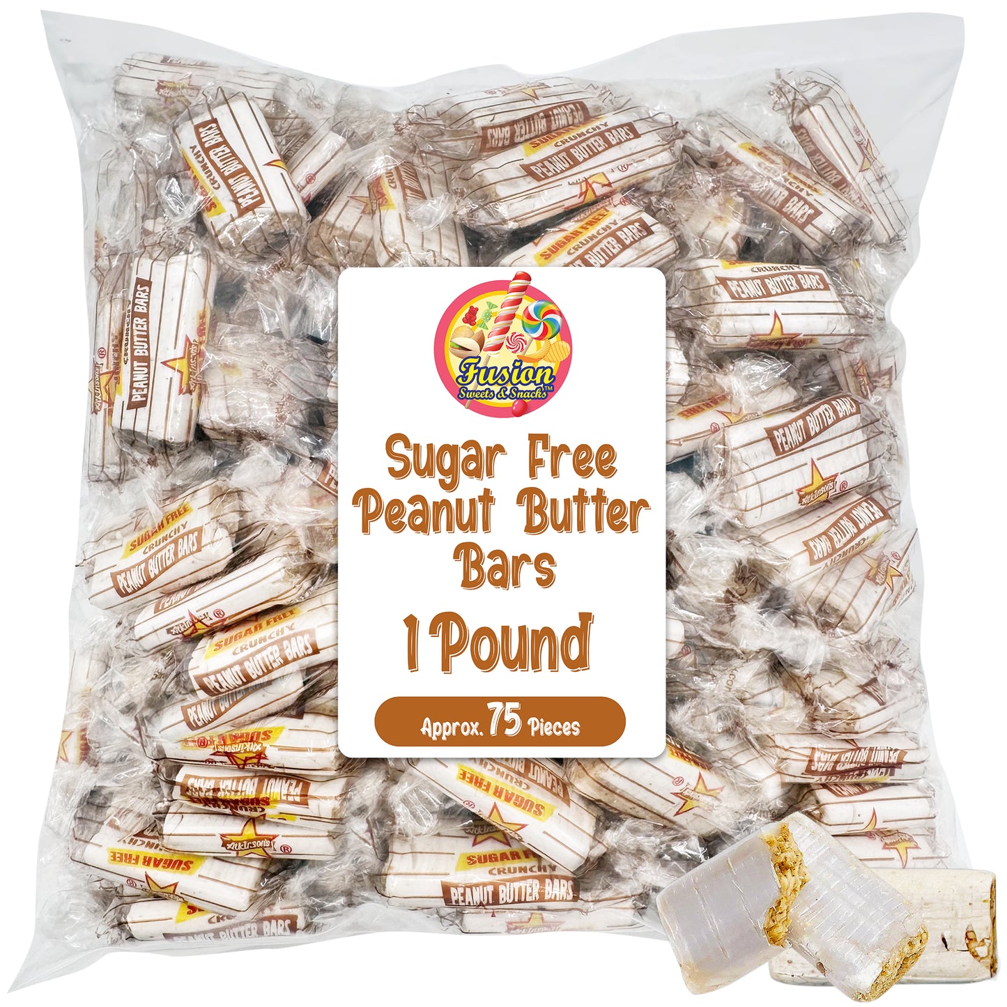 Sugar Free Peanut Butter Bars - 1 Pound Individually Wrapped - Atkinson Bulk Peanut Butter Candy