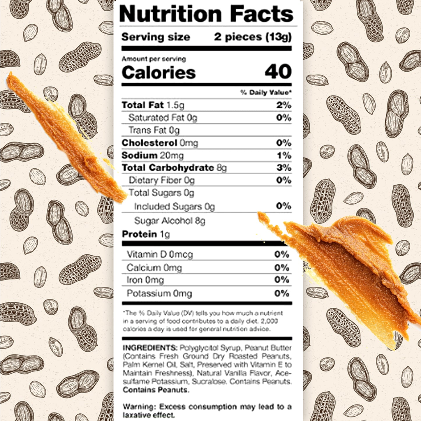 Sugar Free Peanut Butter Bars - 1 Pound Individually Wrapped - Atkinson Bulk Peanut Butter Candy