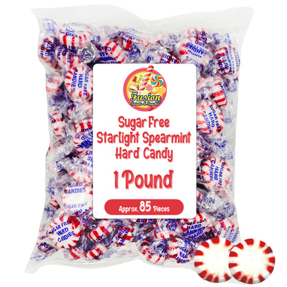 Sugar Free Peppermint Candy - 1 Pound Bulk Bag - Individually Wrapped Sugar Free Starlight Mints- Keto and Diabetic Friendly Sugarless Hard Candy