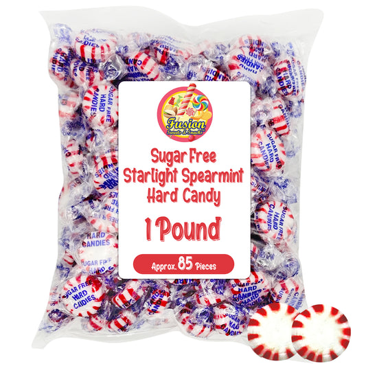 Sugar Free Peppermint Candy - 1 Pound Bulk Bag - Individually Wrapped Sugar Free Starlight Mints- Keto and Diabetic Friendly Sugarless Hard Candy