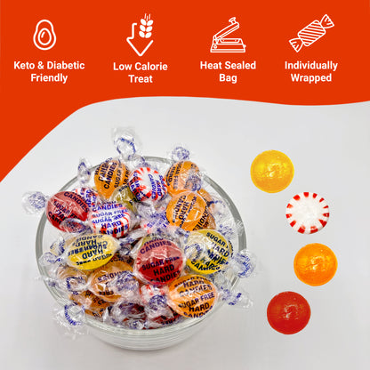 Sugar Free Hard Candy Assortment - 1 Pound Bulk Bag (Approx 80 Count), Butterscotch, Lemon, Cinnamon, Peppermint Starlight Sugarfree Candy, Diabetic and Keto Friendly Zero Sugar Hard Candies, Individually Wrapped