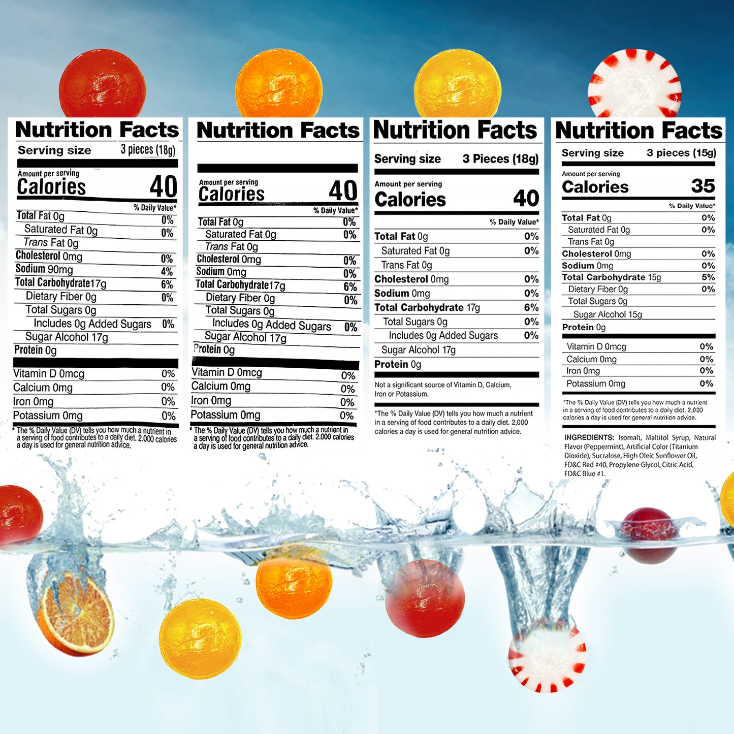 Sugar Free Hard Candy Assortment - 1 Pound Bulk Bag (Approx 80 Count), Butterscotch, Lemon, Cinnamon, Peppermint Starlight Sugarfree Candy, Diabetic and Keto Friendly Zero Sugar Hard Candies, Individually Wrapped