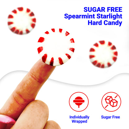 Sugar Free Peppermint Candy - 1 Pound Bulk Bag - Individually Wrapped Sugar Free Starlight Mints- Keto and Diabetic Friendly Sugarless Hard Candy