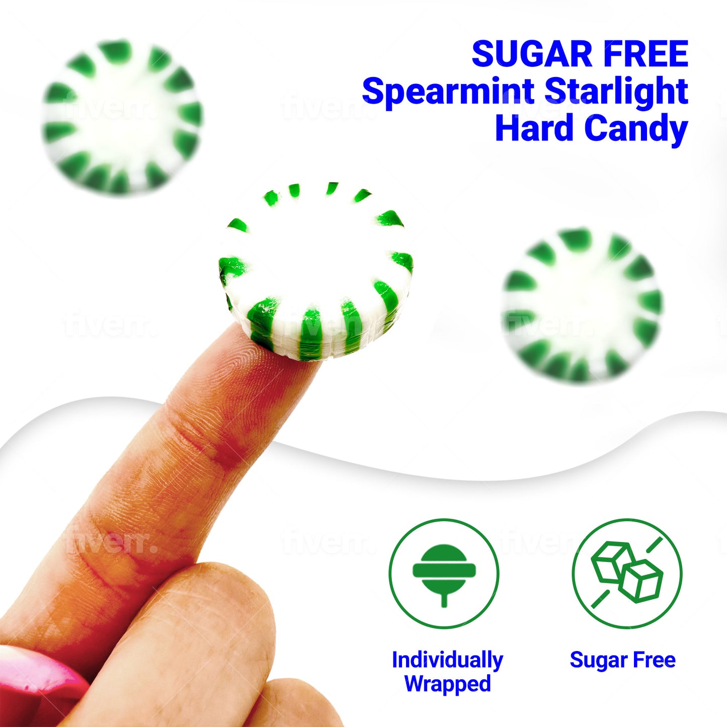 Arcor Sugar Free Spearmint Starlight Hard Candy - 1lb Bulk Bag - Keto Friendly Sugar Free Mints Individually Wrapped - Delicious Sugar Free Mint Candy for Fresh Breath