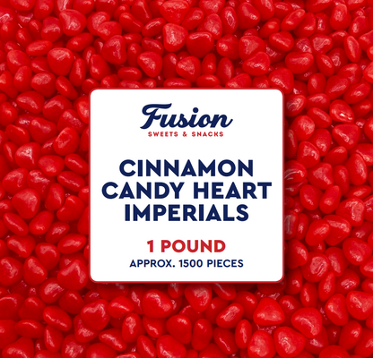 Cinnamon Candy Heart Imperials - 1 Pound Bulk Heart Candy, Old Fashioned Cinnamon Hearts For Baking, Decorating, Snacking, & More - Heart Shaped Cinnamon Imperials