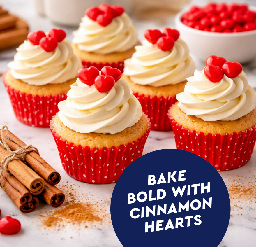 Cinnamon Candy Heart Imperials - 1 Pound Bulk Heart Candy, Old Fashioned Cinnamon Hearts For Baking, Decorating, Snacking, & More - Heart Shaped Cinnamon Imperials