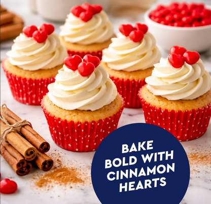 Cinnamon Candy Heart Imperials - 1 Pound Bulk Heart Candy, Old Fashioned Cinnamon Hearts For Baking, Decorating, Snacking, & More - Heart Shaped Cinnamon Imperials