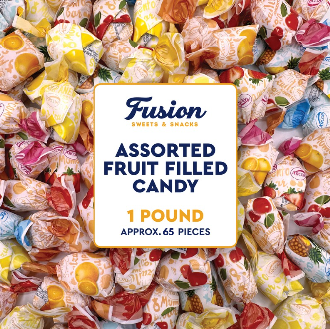 Fruit Filled Candy - Assorted 1 Pound Bulk Bag, Arcor Bon Bon Fruitfuls Candy, Individually Wrapped Hard Candy