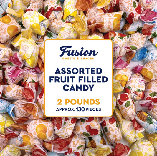 Arcor Fruit Filled Bon Bon Candy, 2 Pound Bulk Bag, Individually Wrapped | Sweet Hard Shell, Soft Fruit Filled Center, Pineapple, Orange, Cherry, Strawberry, Lemon Flavors, Approx 130 Pieces