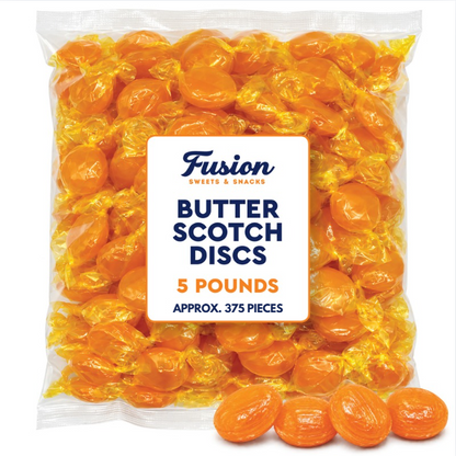 Butterscotch Hard Candy Discs, 5 Pounds Bulk, Individually Wrapped | Old Fashioned Butterscotch Hard Candy, Approx. 375 Pieces, Yellow Classic Buttery Treats