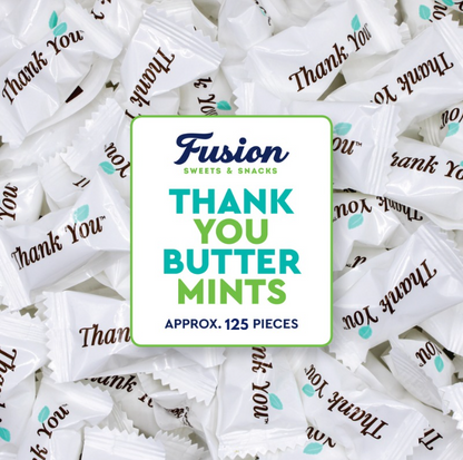 Thank You Butter Mints Individually Wrapped - 125 Count, After Dinner Mints, Soft Pillow Mints, Bulk Wedding Mints for Reception, Baby Shower & Funeral Favors for Guests
