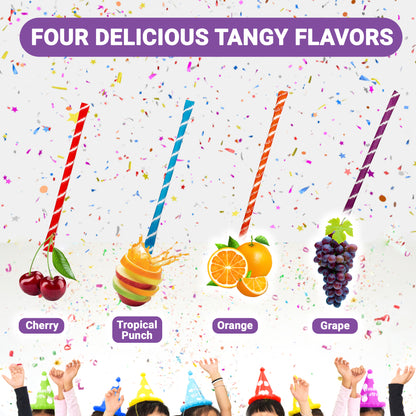 Sour Filled Candy Straws - 120 Count Bulk Bag - Tropical Punch, Orange, Cherry, Grape Flavors - Silly Stix Candy Straws