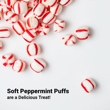 Soft Peppermint Puff Candy, 2 Pound Bulk Bag, Individually Wrapped | About 180 Pieces, Soft Mints, Peppermint Puffs, After Dinner Mints, Office Mints, Classic Holiday Candies