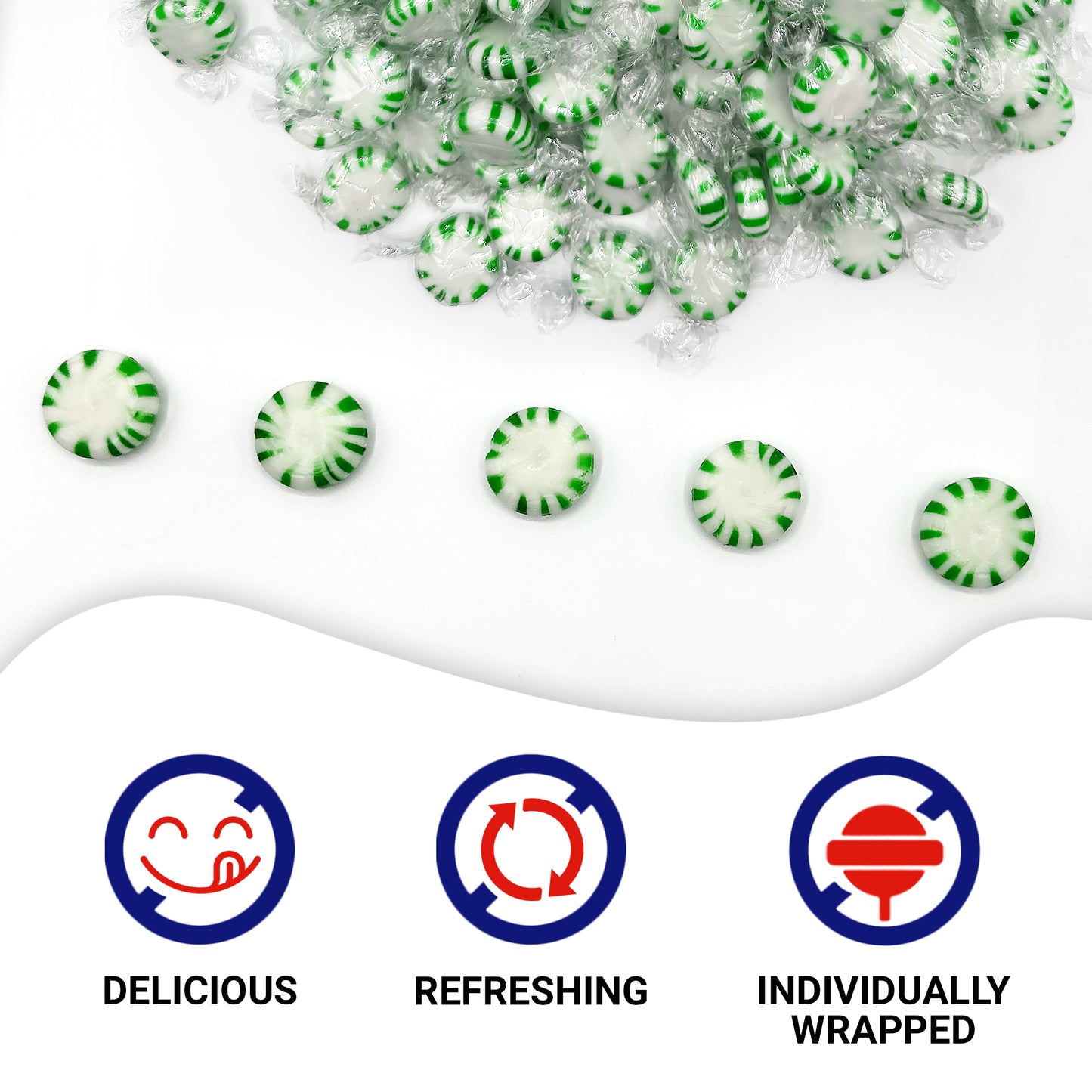 Starlight Spearmint Hard Candy - Bulk 1 Pound Individually Wrapped Spear Mints, Refreshing Green and White Spearmint Candy Discs, Starlights Breath Mints Are The Perfect After Dinner Mint