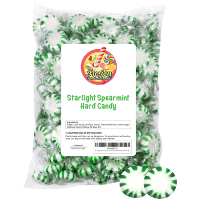 Starlight Spearmint Hard Candy - Bulk 1 Pound Individually Wrapped Spear Mints, Refreshing Green and White Spearmint Candy Discs, Starlights Breath Mints Are The Perfect After Dinner Mint