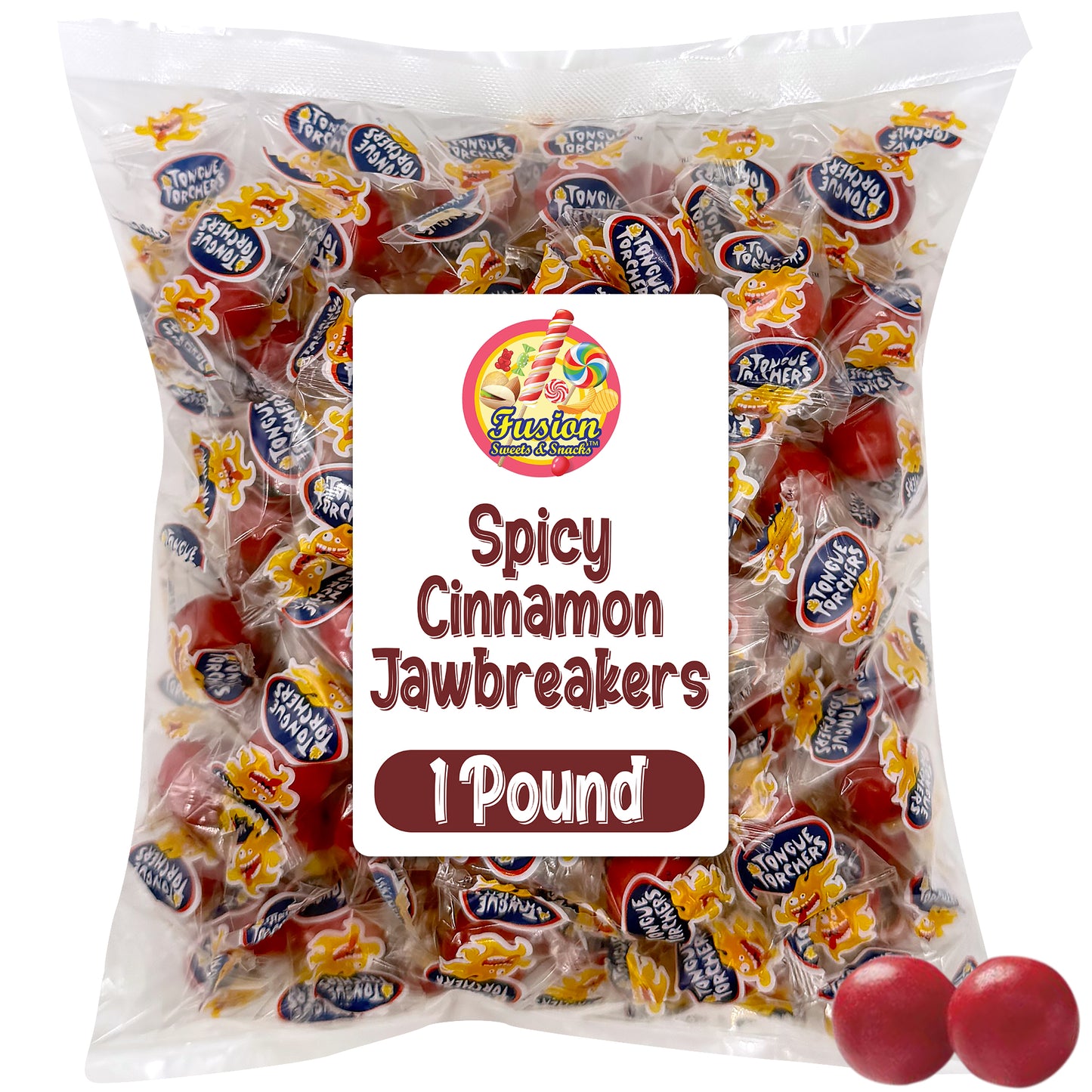 Cinnamon Spicy Jawbreakers 1-Pound Bag (80 Count) – Individually Wrapped Atomic Fireballs Fireball Candy, Atomic Fireball Hard Candy, Fire Balls, Old Fashioned Jaw Breaker Christmas Candy