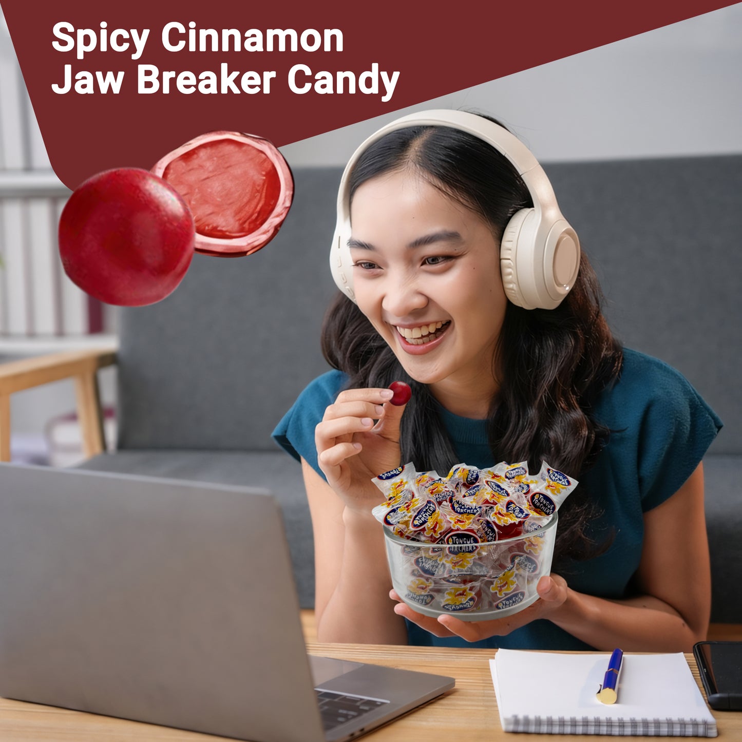 Spicy Cinnamon Jawbreakers – 2 Pounds, Tongue Torchers Fireballs, Individually Wrapped – Hot Atomic Fireballs Hard Candy, Fireball Treats Bulk, Cinnamon Fire Balls Jaw Breakers