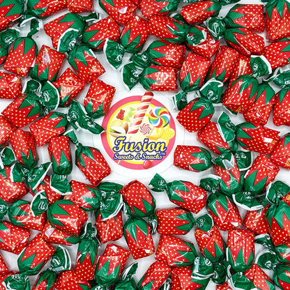 Strawberry Filled Hard Candy - Individually Wrapped Strawberry Bon Bons Candy 2 Pound Bulk Bag