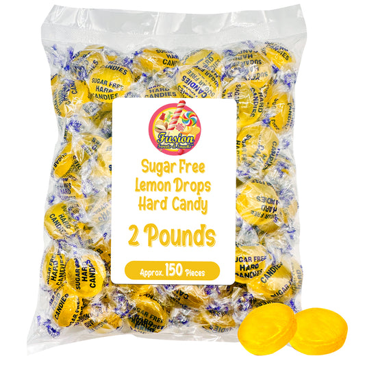 Sugar Free Lemon Drops - Arcor 2lb Bulk Bag of Sugar Free Hard Candy - Delicious Sugar Free Lemon Drops Hard Candy Individually Wrapped for Freshness - Keto and Diabetic Friendly
