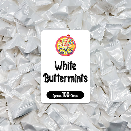 White Buttermints - 100 Count - Butter Mints Individually Wrapped - Wedding Mints