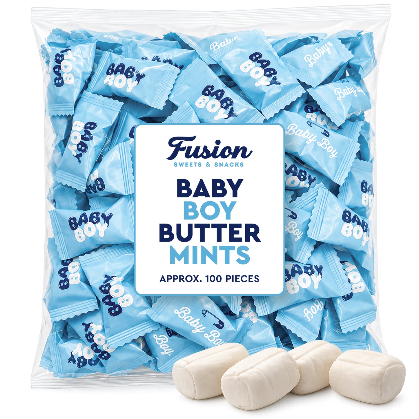 Baby Boy Buttermints - 100 Count - Baby Shower Butter Mints Individually Wrapped - Baby Shower Candy