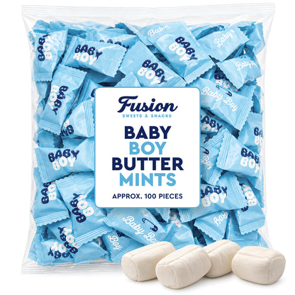 Baby Boy Buttermints - 100 Count - Baby Shower Butter Mints Individually Wrapped - Baby Shower Candy