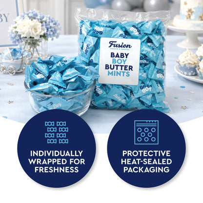 Baby Boy Buttermints - 100 Count - Baby Shower Butter Mints Individually Wrapped - Baby Shower Candy
