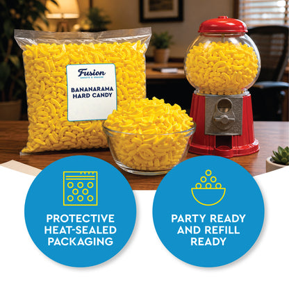 Bananarama Banana Candy – 2 LB Bulk Banana Flavored Hard Candy – Yellow Banana Candies – Candy Bananas for Gumball Machine Refills, Buffets, Party Favors, Gifts & More