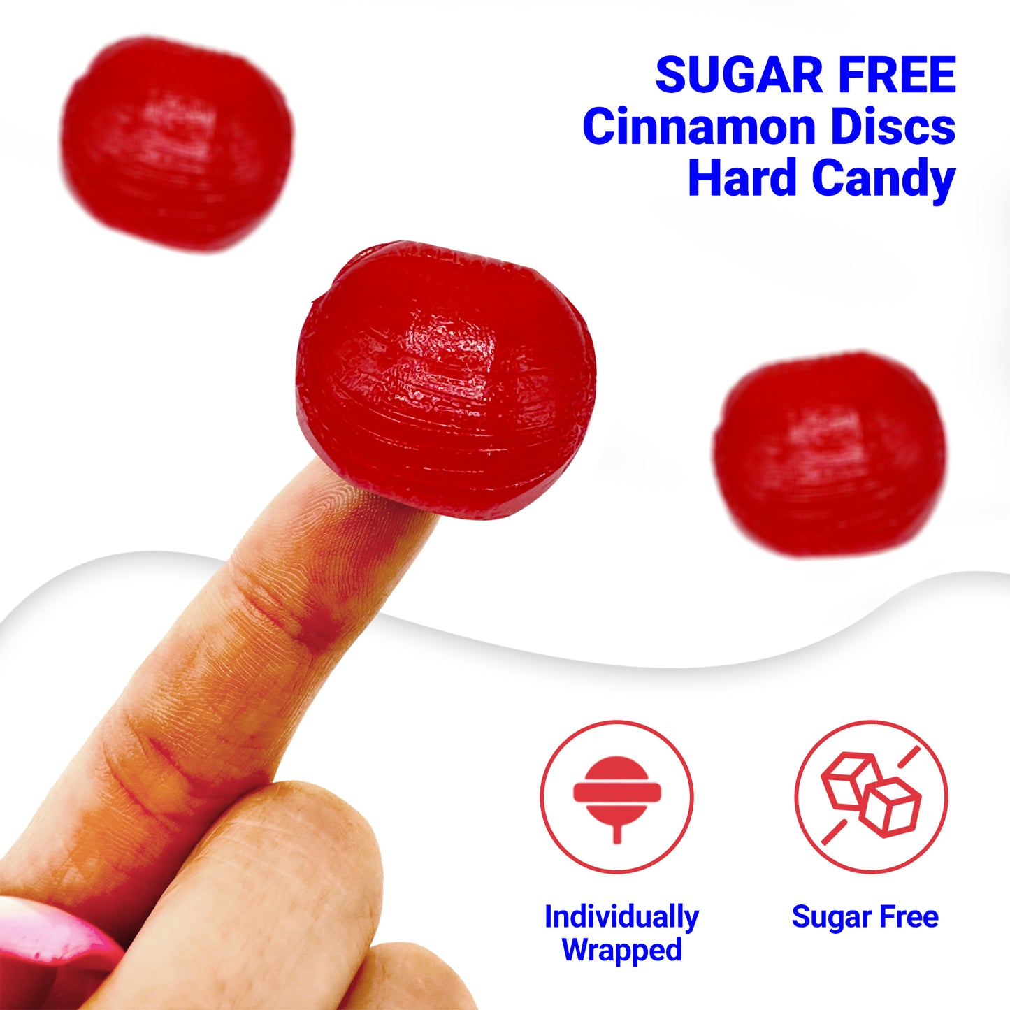 Sugar Free Cinnamon Hard Candy Arcor- 1lb Bulk Bag (Approx. 80 pieces), Individually Wrapped | Premium Sugar Free Cinnamon Candy | Delicious Cinnamon Candy Sugar Free Treats
