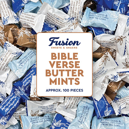 Bible Verse Buttermints 100 Count – Soft Butter Mints Individually Wrapped After Dinner Mint, Christian Scripture Candy, Thank You Party Mints & Hospitality Buttermints Bulk
