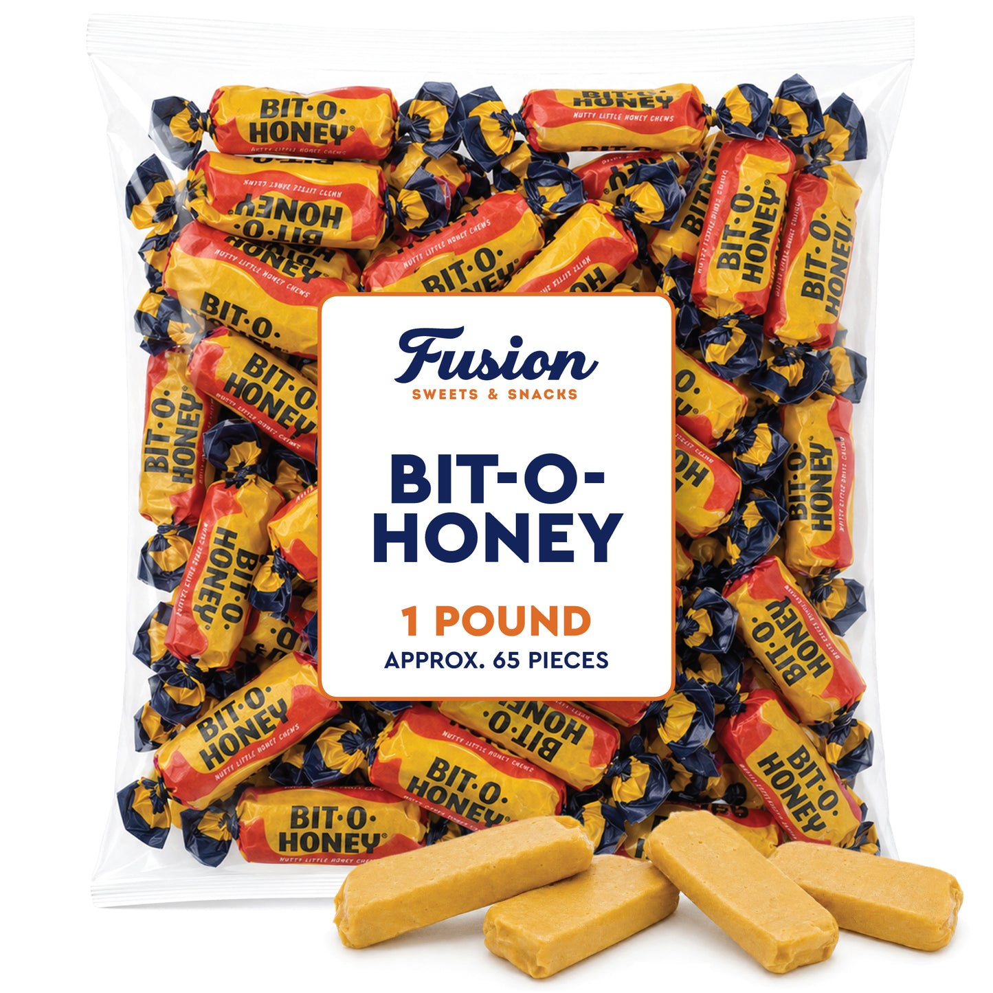 Bit-O-Honey Candy - 1 LB Bulk Bag - Individually Wrapped Retro Candy - Real Honey And Almond Taffy
