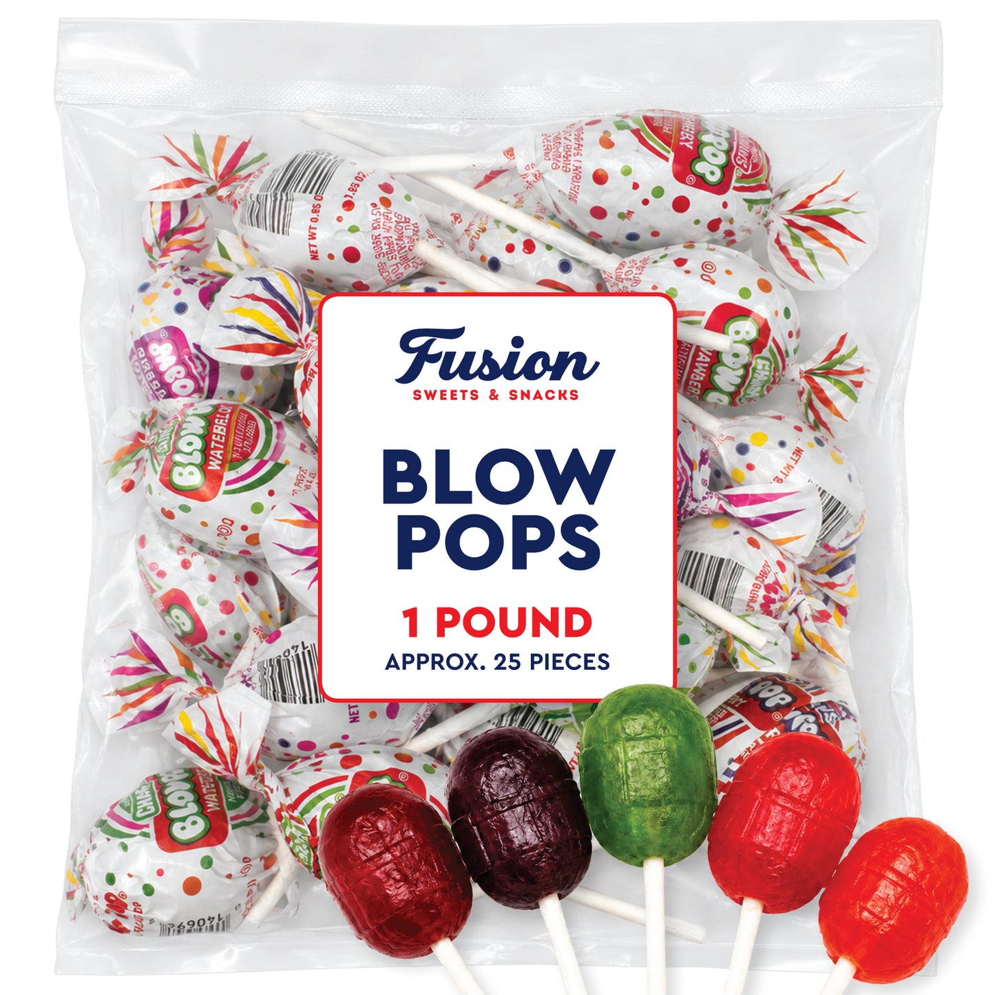 Blow Pops Lollipops – 1 lb Bulk Bag, Assorted Fruit Flavors with Bubble Gum Center