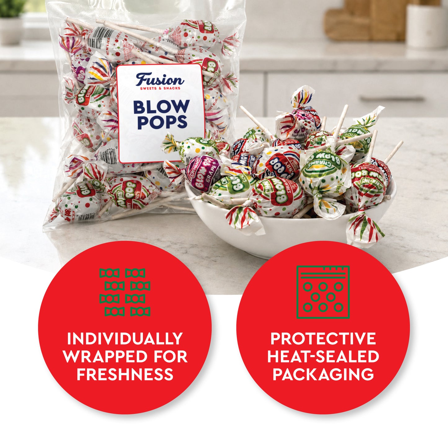 Blow Pops Lollipops – 1 lb Bulk Bag, Assorted Fruit Flavors with Bubble Gum Center